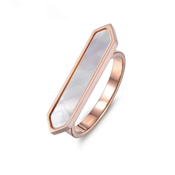 Elegant Arrow Aura - Unique Long Cocktail Rings for Women with Trendy Stainless Steel White Shell Design, Party Ring Jewelry