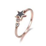 Stellar Elegance - Trendy Rose Gold Stainless Steel Star Shape Ring with Cubic Zirconia, Female Accessories Jewelry