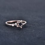 Stellar Elegance - Trendy Rose Gold Stainless Steel Star Shape Ring with Cubic Zirconia, Female Accessories Jewelry