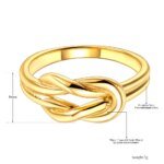 Real 18K Gold Plated Stainless Steel Creative Knot Ring - Women's Fashion Statement Handmade Cast Jewelry