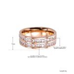 Simple Design Pave Two-Row Clear Cubic Zirconia Rose Gold Color Titanium Steel Anniversary Wedding Rings for Women