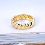 Trendy Titanium Stainless Steel Twisted Shape Party Ring Gold Color Original Design Wedding Ring Jewelry For Women