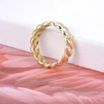 Trendy Titanium Stainless Steel Twisted Shape Party Ring Gold Color Original Design Wedding Ring Jewelry For Women