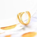 Punk 18K Design Gold Plated Stainless Steel Geometric Ring Fashion Handmade Bohemia Party Rings For Women Girls