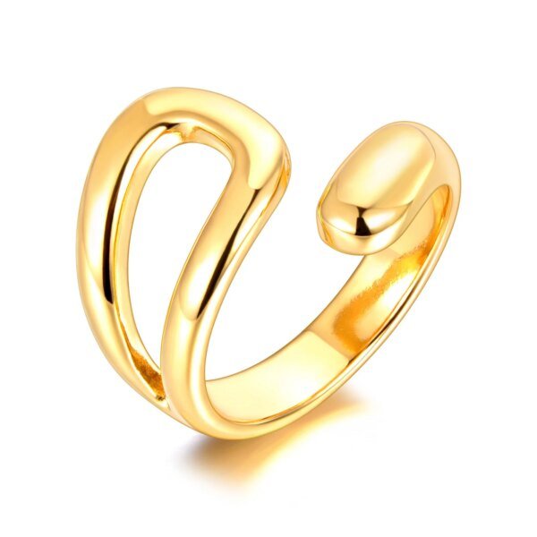 Punk 18K Design Gold Plated Stainless Steel Geometric Ring Fashion Handmade Bohemia Party Rings For Women Girls