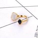 Titanium Stainless Steel Acrylic Shell Ring Trendy Geometric Open Ring Jewelry For Women