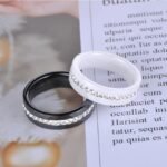 Classic White & Black Ceramics Rings Jewelry Clay Rhinestones Wedding Engagement Rings For Women Anneaux