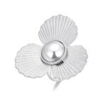 Fashion Stainless Steel Flower Imitation Pearls Ring For Women Waterproof 18K Gold Color Hyperbolic Trendy Jewelry