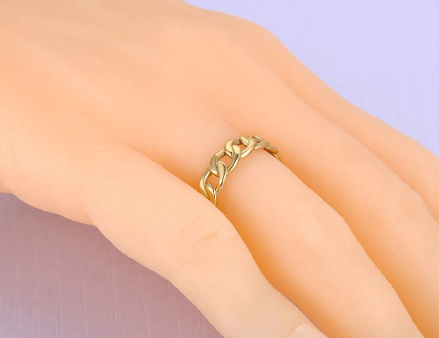 Original Design Titanium Stainless Steel Geometric Chain Hiphop/Rock Rings Gold Color Bohemia Punk Ring Women