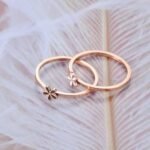 Fashion White/Black Double Flowers Ring Stainless Steel Rose Gold Color Anniversary Rings Women/Girls