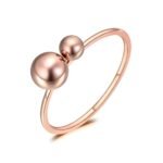 Chic Titanium Stainless Steel Double Beads Rings - Fashion Jewelry for Women Girls Trendy Office Style Party Finger Ring