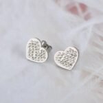 Chic Titanium Stainless Steel Black/White Rhinestone Earrings - Trendy CZ Crystal Heart Jewelry for Women and Girls
