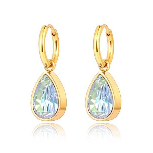 Chic Stainless Steel Geometric Water Drop Earrings - No Fading Metal Stylish Statement Jewelry, 18K PVD Plated for Women