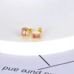 Chic Titanium Stainless Steel Geometric Square Earrings - Fashion Cubic Zirconia Crystal Jewelry for Women and Girls