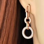 Elegant Stainless Steel Sparkling Geometric Circle Earrings - Trendy CZ Crystal Roman Numerals Jewelry for Women and Girls