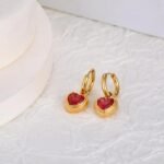 Elegant Stainless Steel Heart Earrings - Women's Cubic Zirconia Jewelry