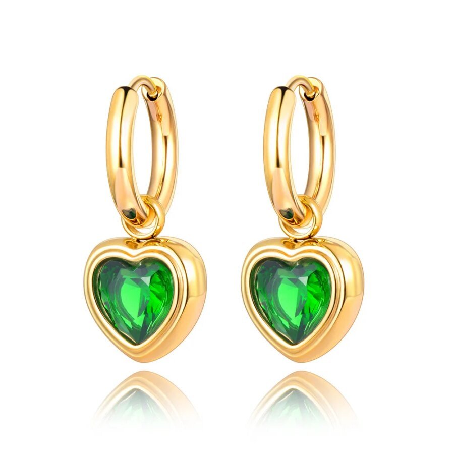 Elegant Stainless Steel Heart Earrings - Women's Cubic Zirconia Jewelry