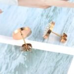 Chic Rose Gold Stainless Steel Stud Earrings - 3 Colors Clay Crystals Jewelry for Girls and Women, Boucle d'oreille