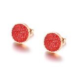 Chic Rose Gold Stainless Steel Stud Earrings - 3 Colors Clay Crystals Jewelry for Girls and Women, Boucle d'oreille