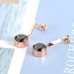 Stylish Stainless Steel Waterdrop Stud Earrings - Trendy Fashion Jewelry with Sparkling Black/White CZ Round Crystal for Women