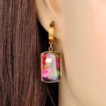 Chic Stainless Steel Colorful Resin Hoop Earrings - Sweet Summer Handmade Fashion, France Boho Jewelry for Women