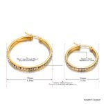 Chic Stainless Steel 35/25mm Hoop Earrings - Gold Color, Cubic Zirconia, Waterproof Texture, Geometric Jewelry for Women