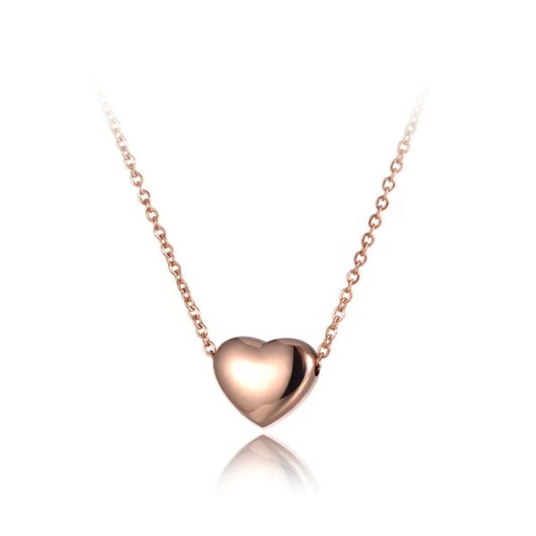 Elegant Titanium Stainless Steel Love Heart Pendant Necklace – Rose Gold Color Chain Link, Wedding Jewelry for Women