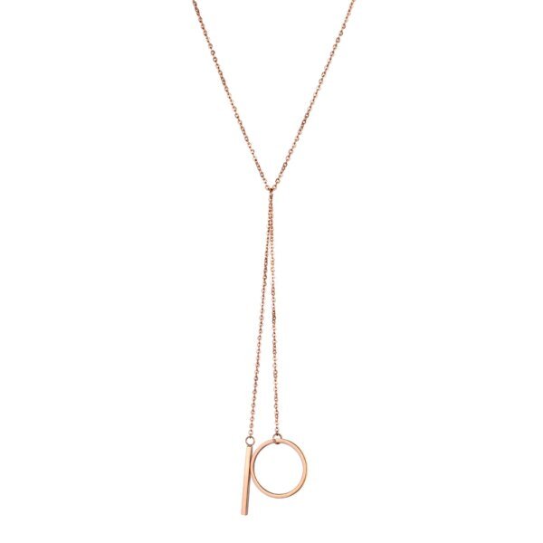 Chic Stainless Steel Fashion Gift Pendant Necklace - Rose Gold Color, Strip & Circle Sweater Chain, Women's Jewelry
