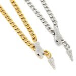 Elegant Stainless Steel Snake Pendant Necklace - Sparkling Rhinestone Chain Choker, Fashion Jewelry for Women