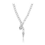 Elegant Stainless Steel Snake Pendant Necklace - Sparkling Rhinestone Chain Choker, Fashion Jewelry for Women