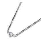 Chic Titanium Stainless Steel Love Heart Choker Necklace - Trendy Chain Link Pendant with CZ Crystal Charm, Women's Fashion Jewelry