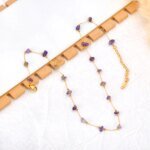 Chic Stainless Steel Purple Crystal Stone Choker Necklace – Trendy Bohemia Beach Party Jewelry for Women