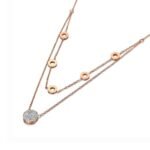 Stylish Titanium Stainless Steel Double Layer Choker Necklace - Fashionable Clay Rhinestone Geometry Jewelry for Women and Girls