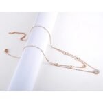 Stylish Titanium Stainless Steel Double Layer Choker Necklace - Fashionable Clay Rhinestone Geometry Jewelry for Women and Girls