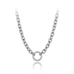 Chic Titanium Stainless Steel Crystal Circle Charm Pendant Necklace - Hiphop/Rock Link Chain Jewelry for Women and Men