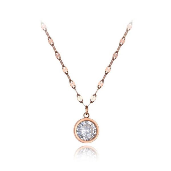 Chic Stainless Steel Sparkling Big CZ Crystal Choker Necklace - Trendy Office Style Charm Pendant Jewelry for Women