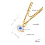 Chic Stainless Steel Double Chain Necklace - Trendy Rhinestone Blue Eyes Pendant, Fashion Jewelry for Women (Collares para mujer)