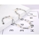 Chic Stainless Steel Geometry Chain & Link Necklace - Fashion Goth Bohemia White Pearl Choker for Women and Girls