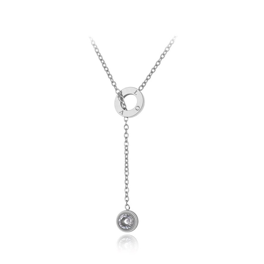 Unique Stainless Steel CZ Crystal Choker Necklace - Original Design, Trendy Love Charm Pendant Jewelry for Women