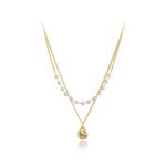 Chic Stainless Steel Double-layer Pearl Chain Choker Necklace - Trendy Bohemian Beach Pendant Jewelry for Women