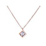 Elegant Stainless Steel Pendant Necklace - AAA Square Zircon, Rose Gold Color Jewelry, Fashion Gift for Women, New Year Gift
