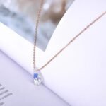 Stylish Titanium Stainless Steel Chain Necklace - Trendy Water Drop CZ Crystals Pendant, Fashion Jewelry for Women