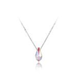 Stylish Titanium Stainless Steel Chain Necklace - Trendy Water Drop CZ Crystals Pendant, Fashion Jewelry for Women