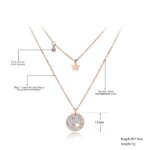 Chic Stainless Steel Jewelry - Cubic Zirconia Star Chokers Necklace with Pave Setting Rhinestones, Rose Gold Color for Women