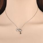 Chic Rose Gold Stainless Steel Key Necklace - Trendy Lovely Heart CZ Pendant, Fashion Chain Necklace for Women