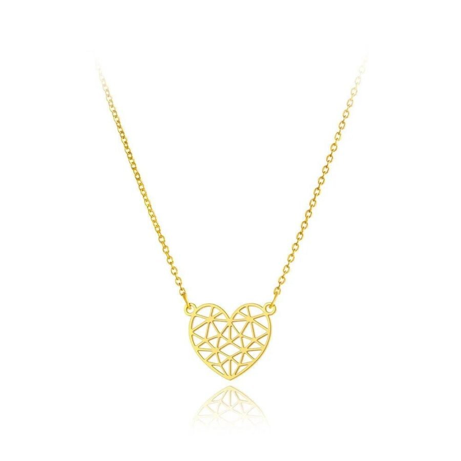 Elegant Titanium Stainless Steel Choker Necklace - Fashion 18K Gold Plated Love Heart Charm Pendant for Women and Girls