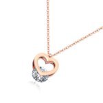 Chic Rose Gold Plated Titanium Steel Choker Necklace - Double Love Heart CZ Crystal Pendant, Fashion Jewelry Gift for Women