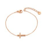 Elegant Stainless Steel Cross Charm Bracelets - Classic Cubic Zirconia Luxury Jewelry for Women and Men (Pulseras Mujer)