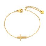 Elegant Stainless Steel Cross Charm Bracelets - Classic Cubic Zirconia Luxury Jewelry for Women and Men (Pulseras Mujer)