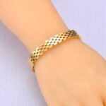 Chic 316L Stainless Steel Geometry Bangle - Carving Hollow, Waterproof, 18K Gold Color Jewelry Bracelet for Women